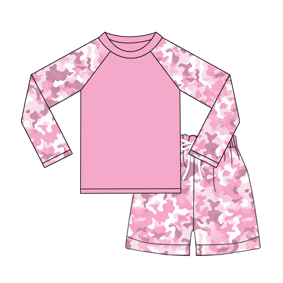 pink camo two pieces baby swimsuit