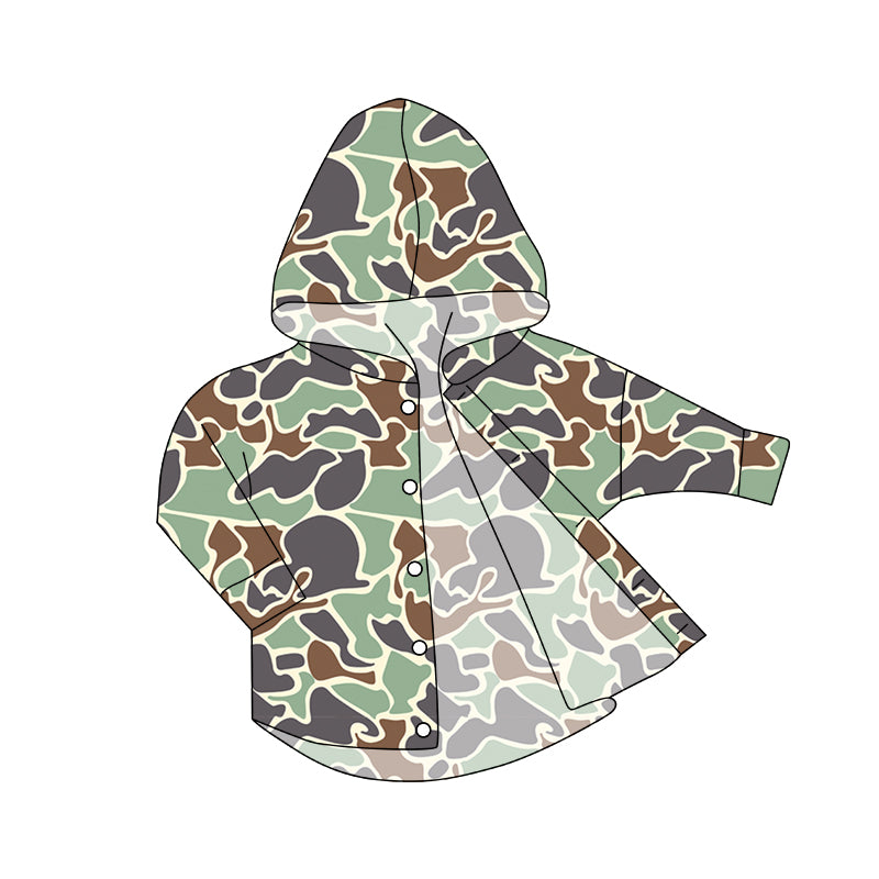 baby boy long sleeve green camo button down hoodie top