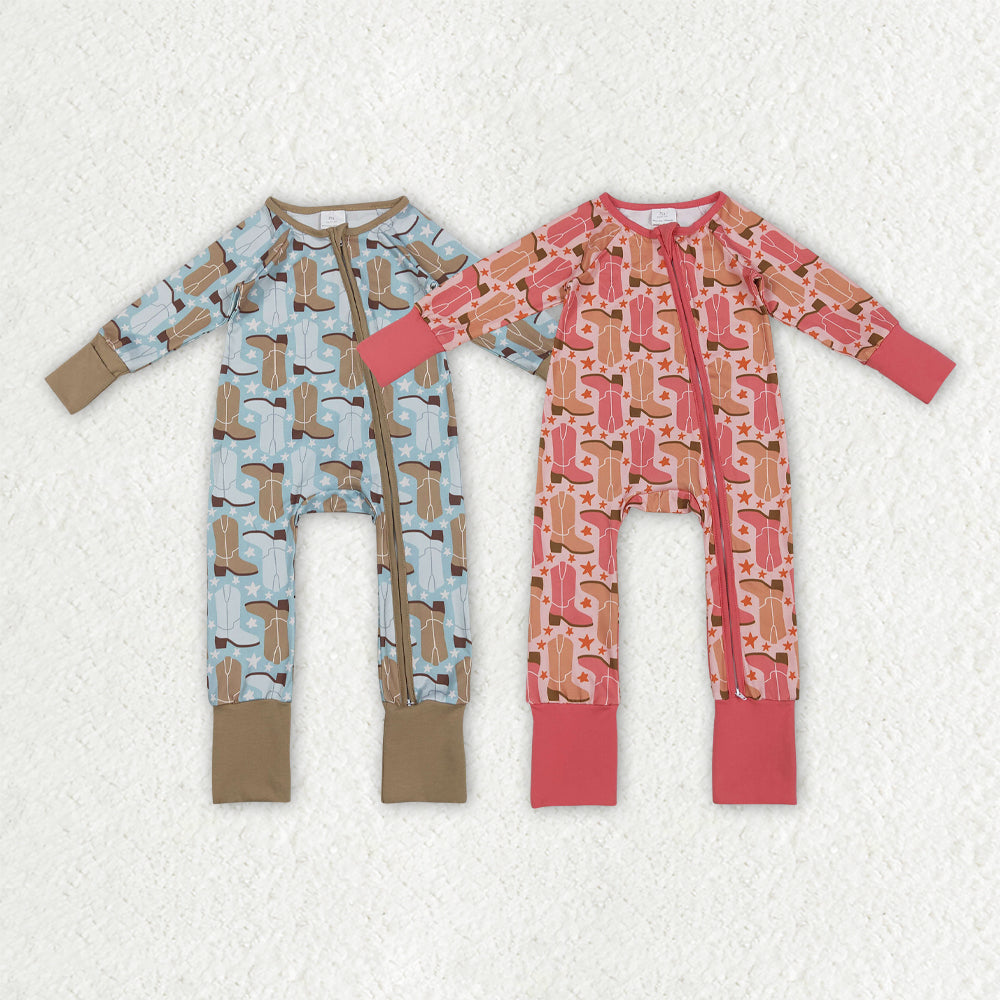 Western boots design toddle boy romper