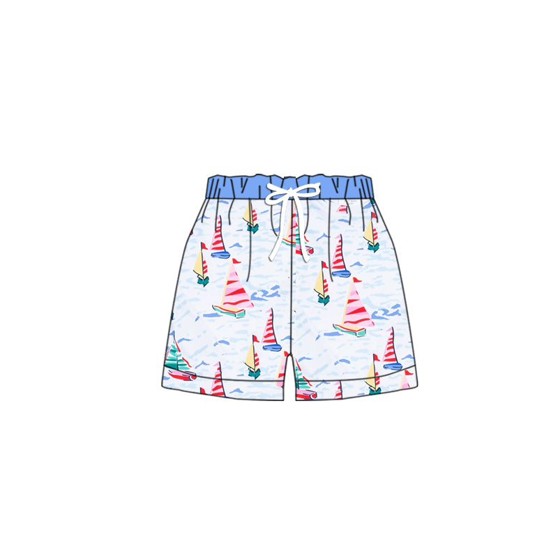 baby boy sailboat design swim trunks