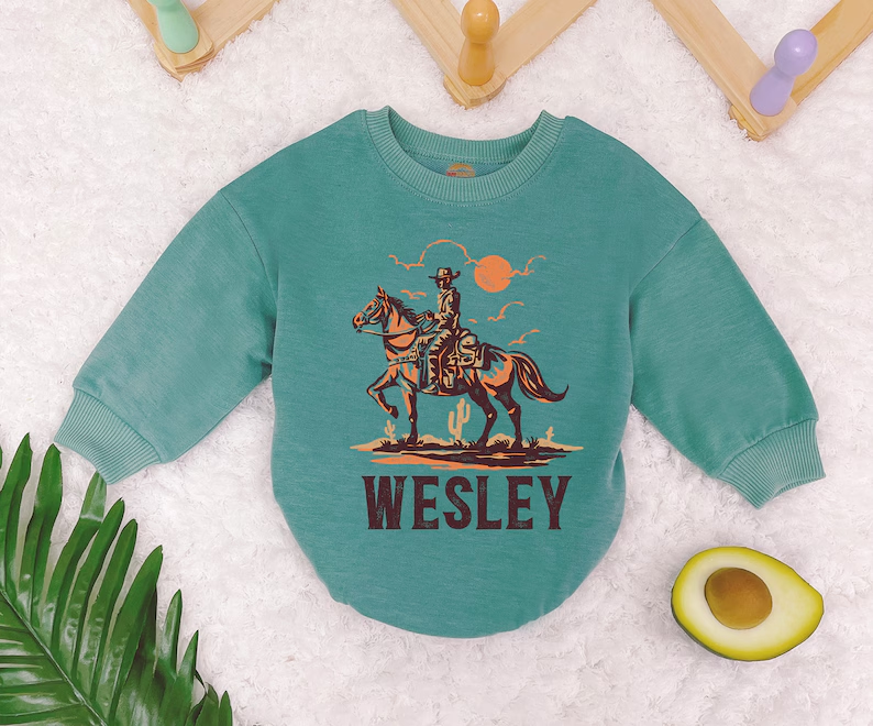 Cowboy western rodeo long sleeve romper