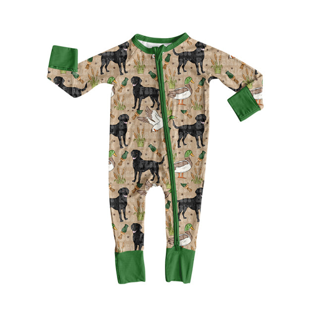 Toddle kids duck dog long sleeve bamboo zip romper