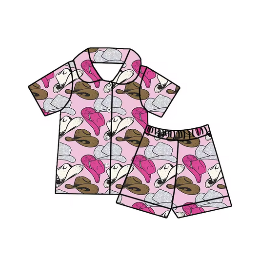 cowgirl western hat wholesale short sleeve pajama set