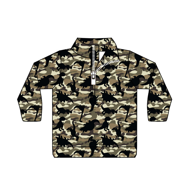 Toddle baby boy long sleeve dinosaur camo zip pullover