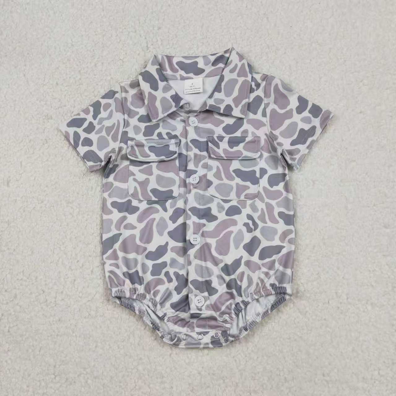 Dark grey camo design toddle baby summer romper