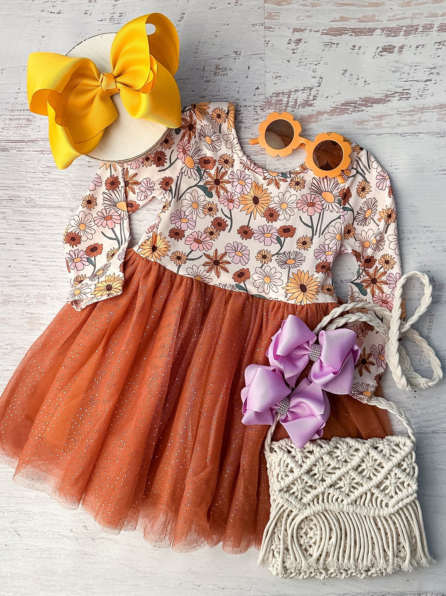 Flower girls long sleeve tulle dress