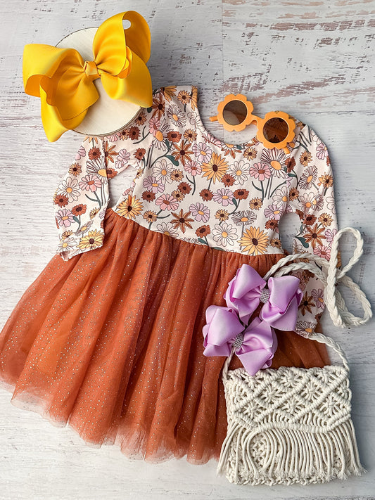 Flower girls long sleeve tulle dress