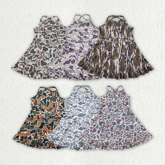 Baby girls grey camo design active wear athletic summer yoga skirt dress