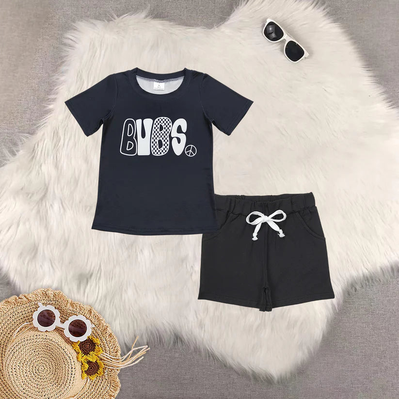 BT0617+SS0137 baby boys clothes BUBS black short sleeve shorts set
