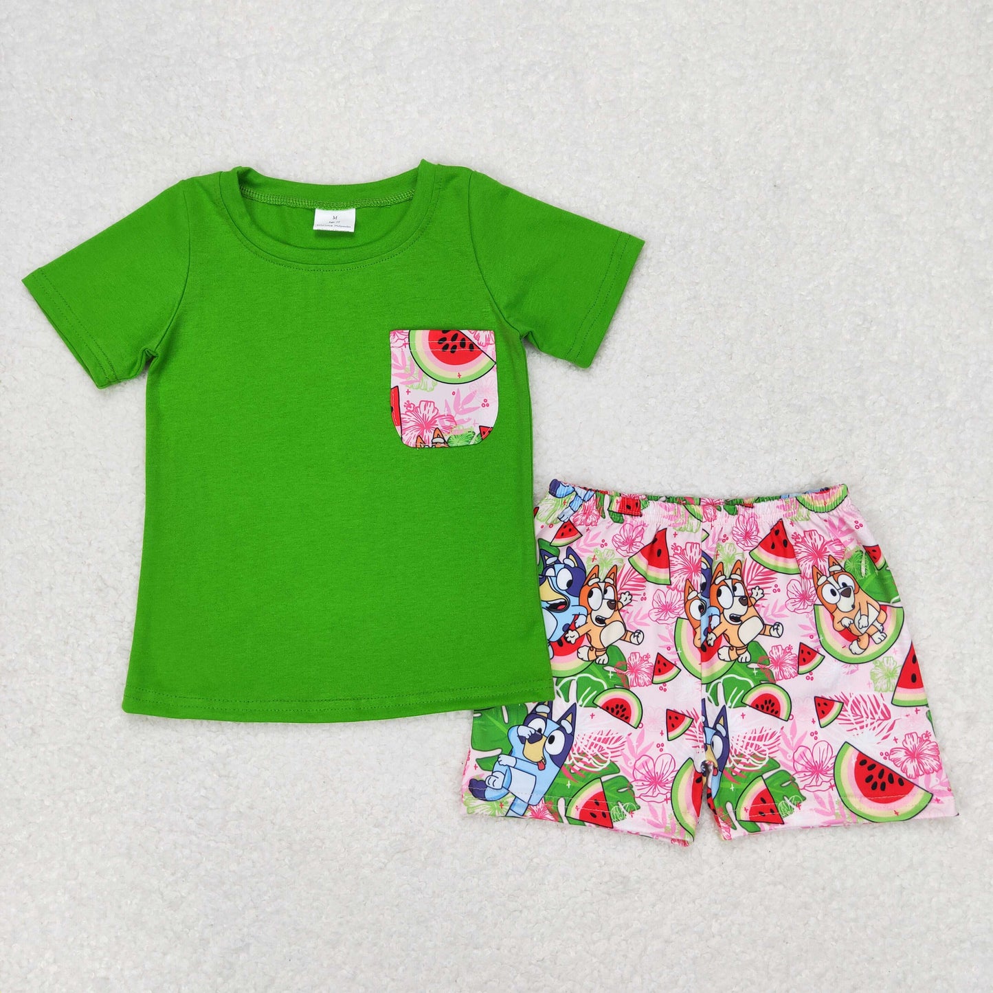 sister brother blue cartoon dog watermelon clothes