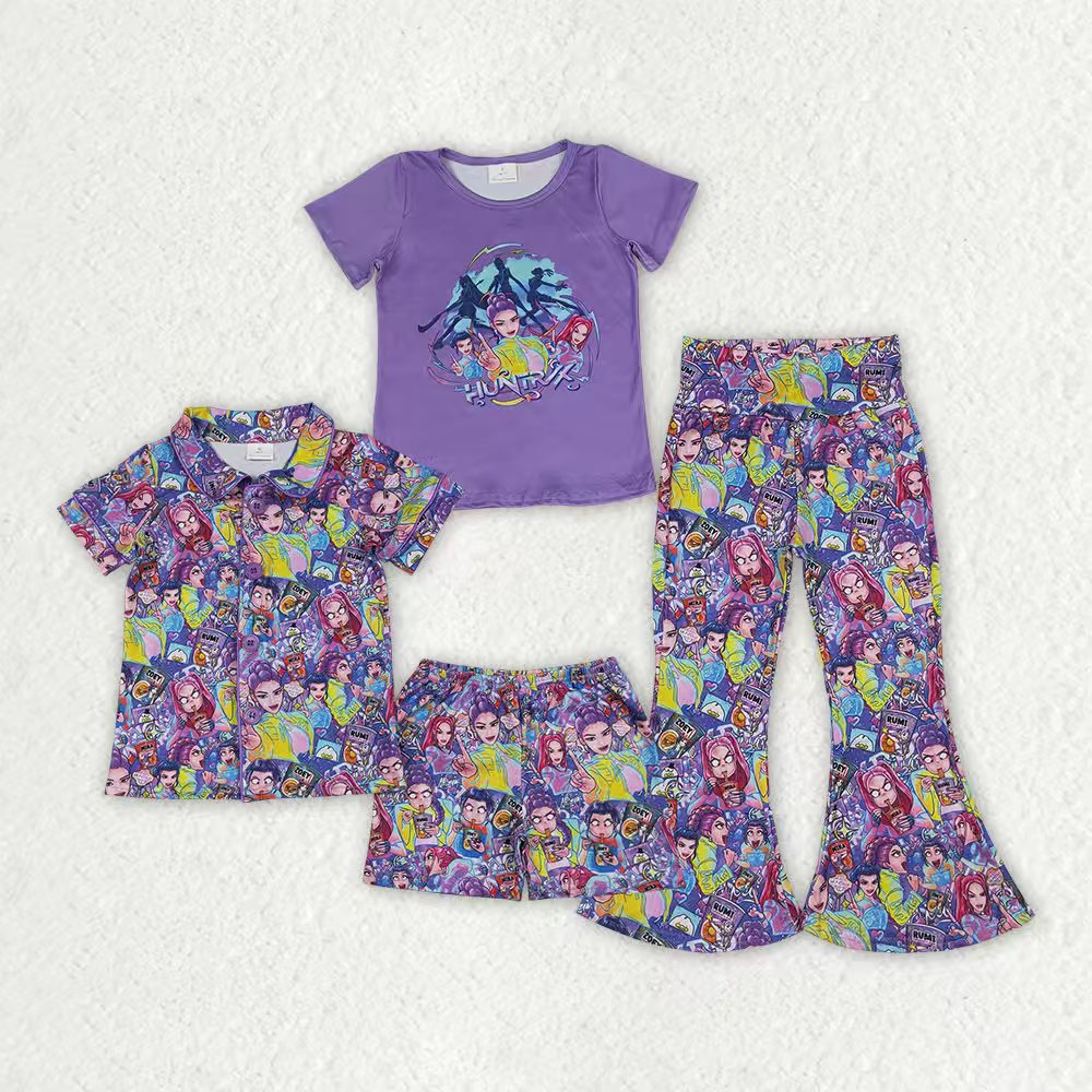 Kpop design top matching pants summer bell bottom clothes set