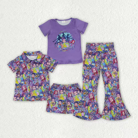 Kpop design top matching pants summer bell bottom clothes set