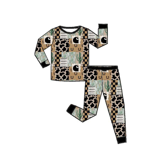 Western cactus kids long sleeve pajama set wholesal factory price