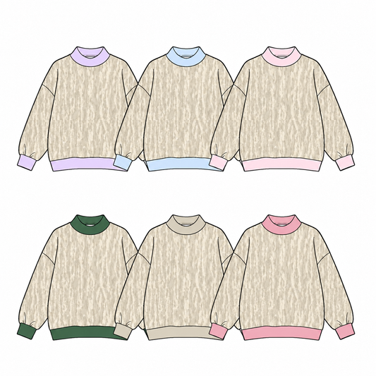 Adult long sleeve camo print mock neck milk silk top