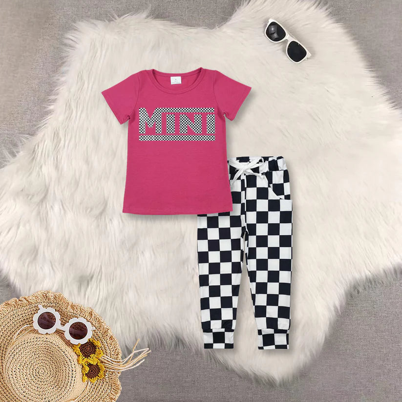 Mini shirt plaid shorts summer clothes GT0573+P0699