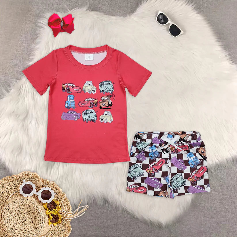 red car cartoon boy clothing set