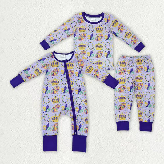 Long sleeve Mardi Gras top matching pants girls pajama set