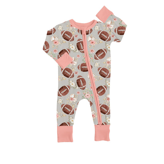 girls long sleeve football floral romper wholesale price preorder