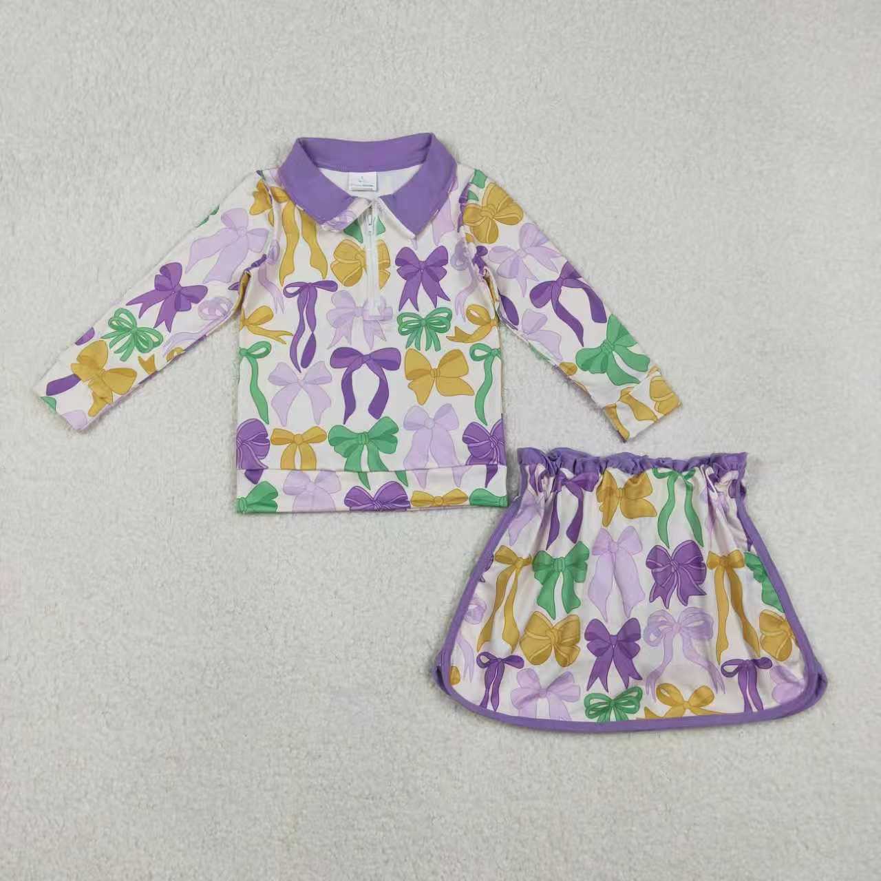 Mardi Gras pullover matching skirt girls outfit