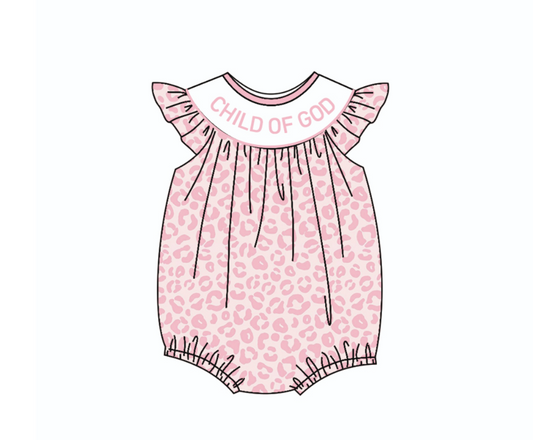 infant baby girls pink cheetah child of god romper deadline May 8th