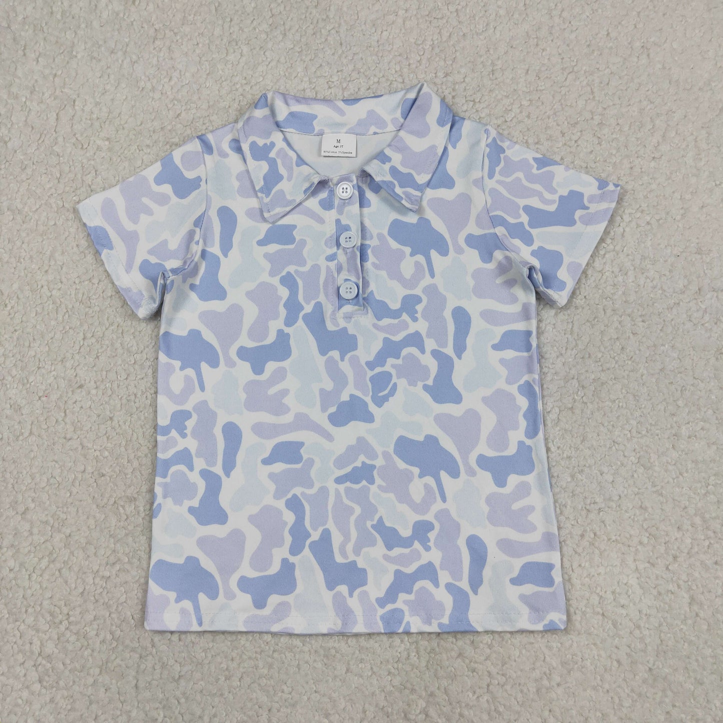 Blue camo top matching shorts boys summer outfit