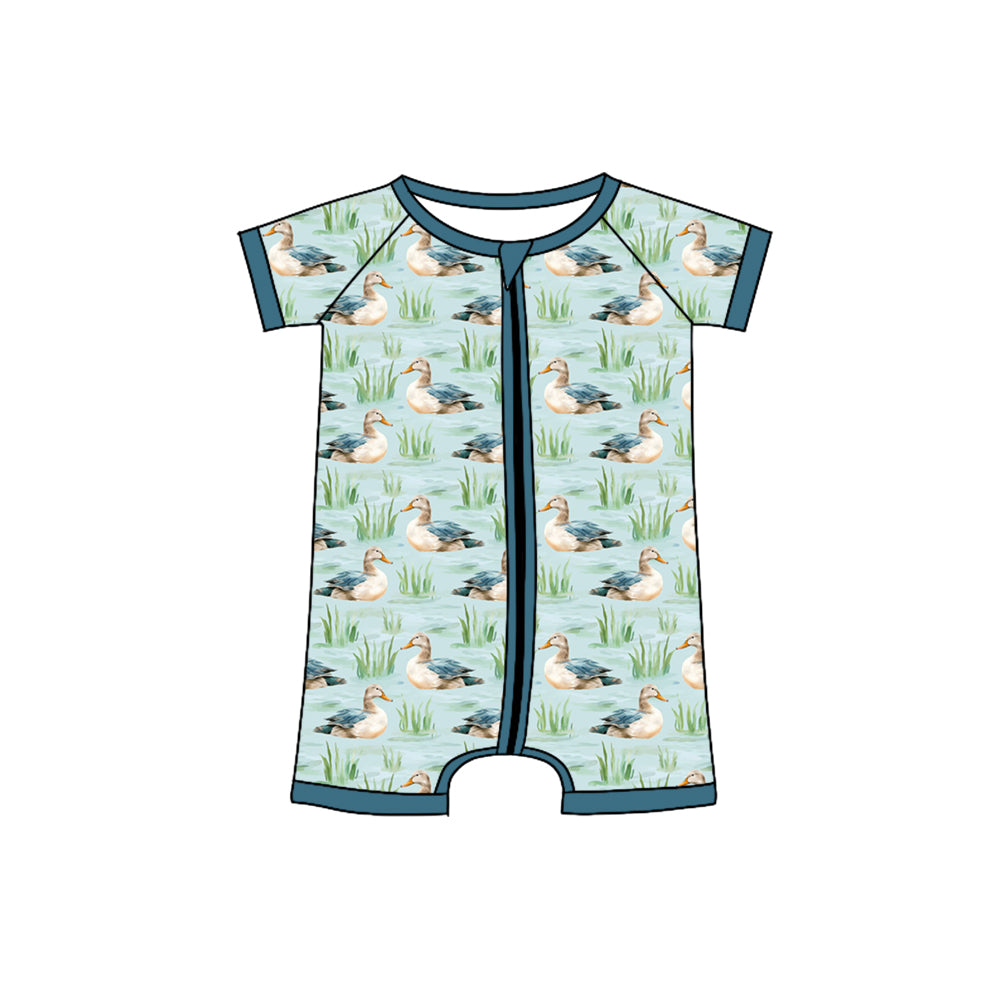 kids short sleeve mallard duck  zip romper