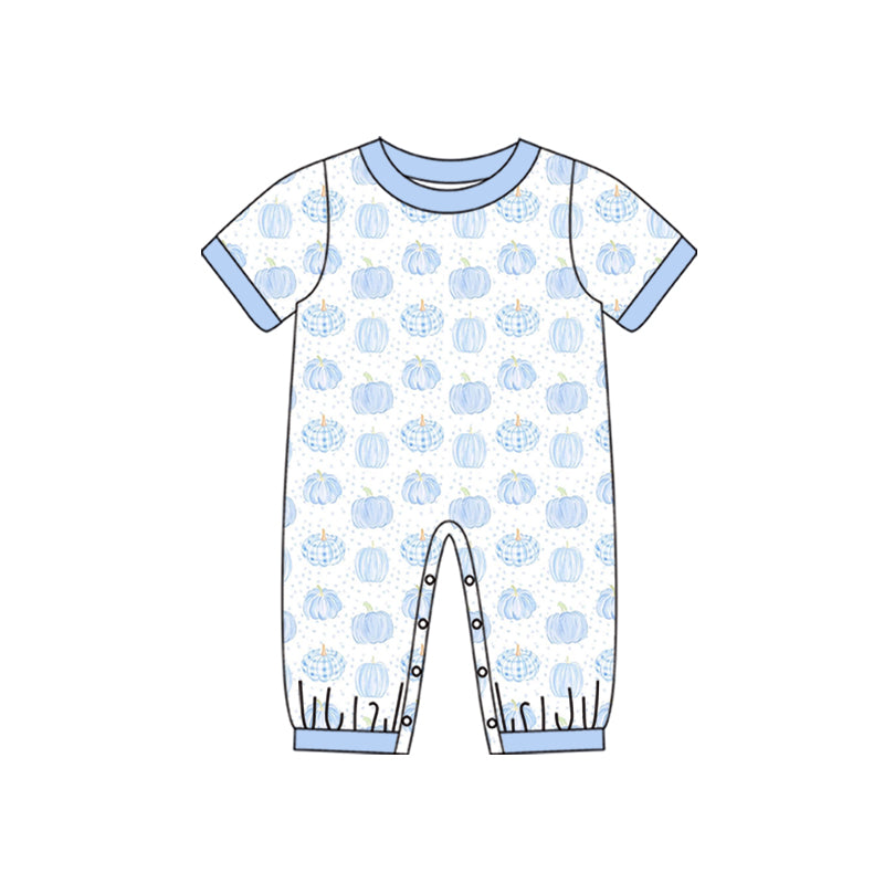 Blue pumpkin short sleeve romper