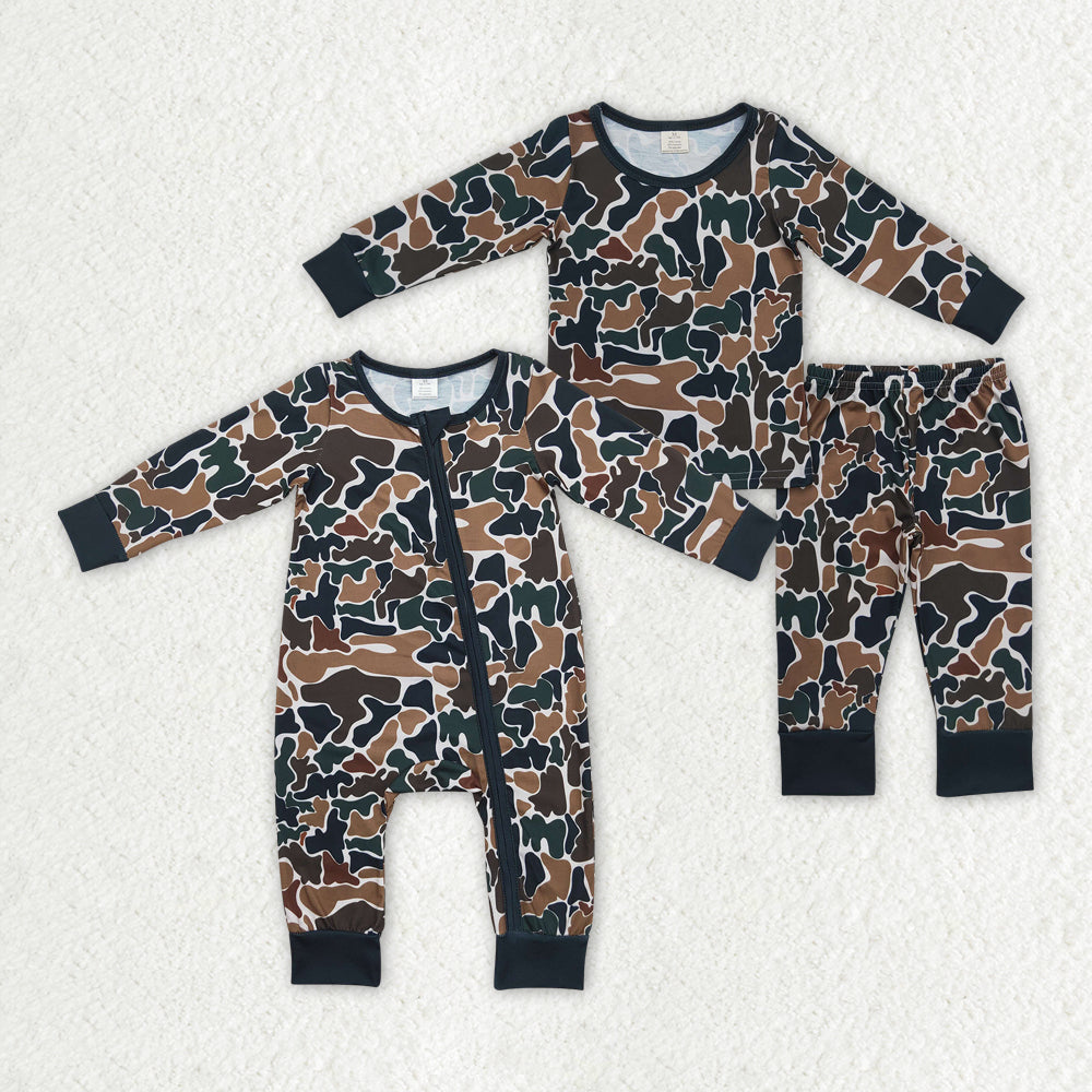 baby boy outfit green black brown camo matching bamboo clothes