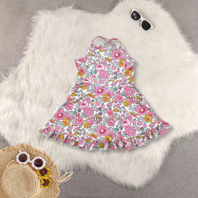 Baby girls bow design active wear athletic summer yoga skirt dress