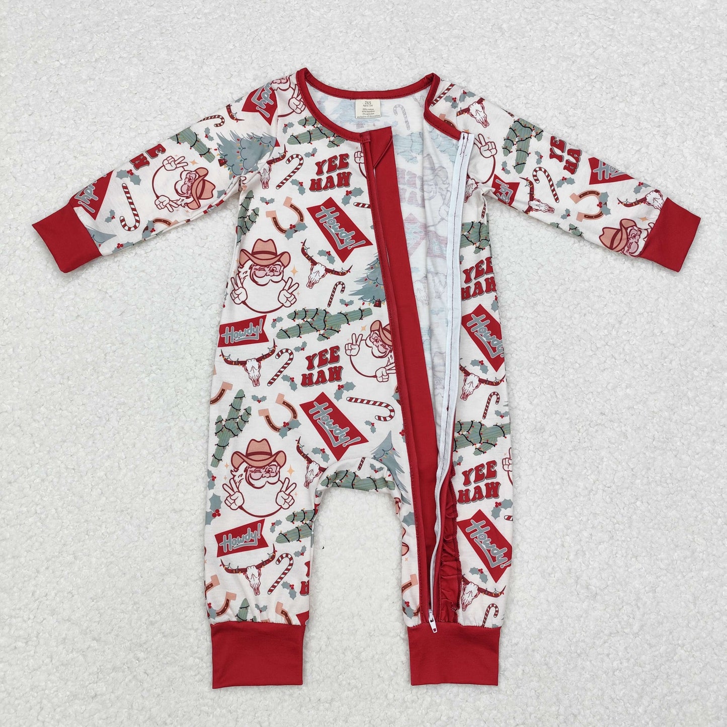 sister brother western christmas santa claus matching pajama set