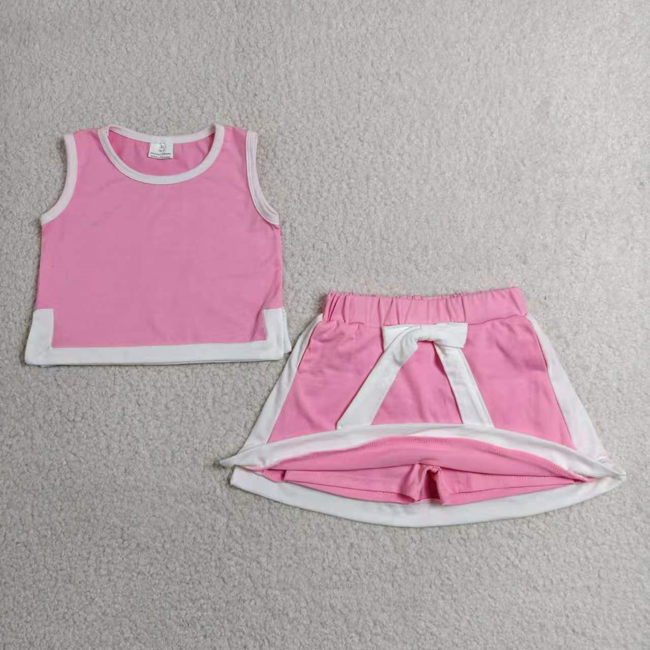 Blue tank top matching shorts girl summer outfit
