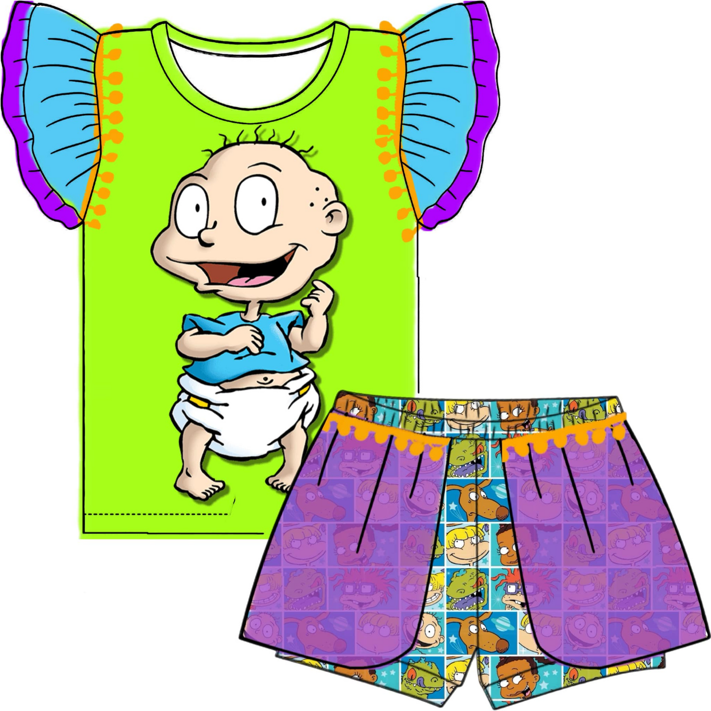 baby  girls wholesale cartoon outfit