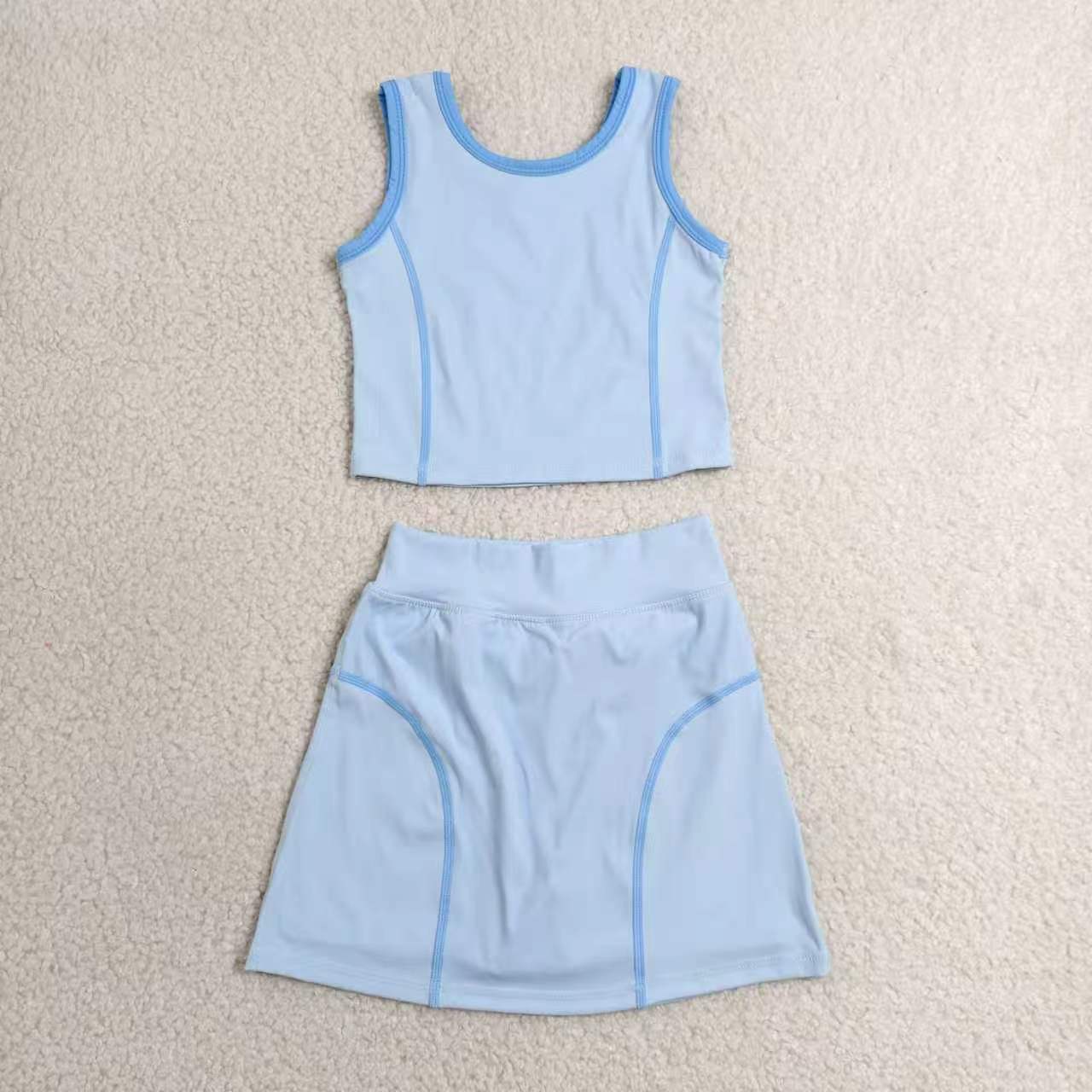 Pink yoga top matching skorts girls summer outfit