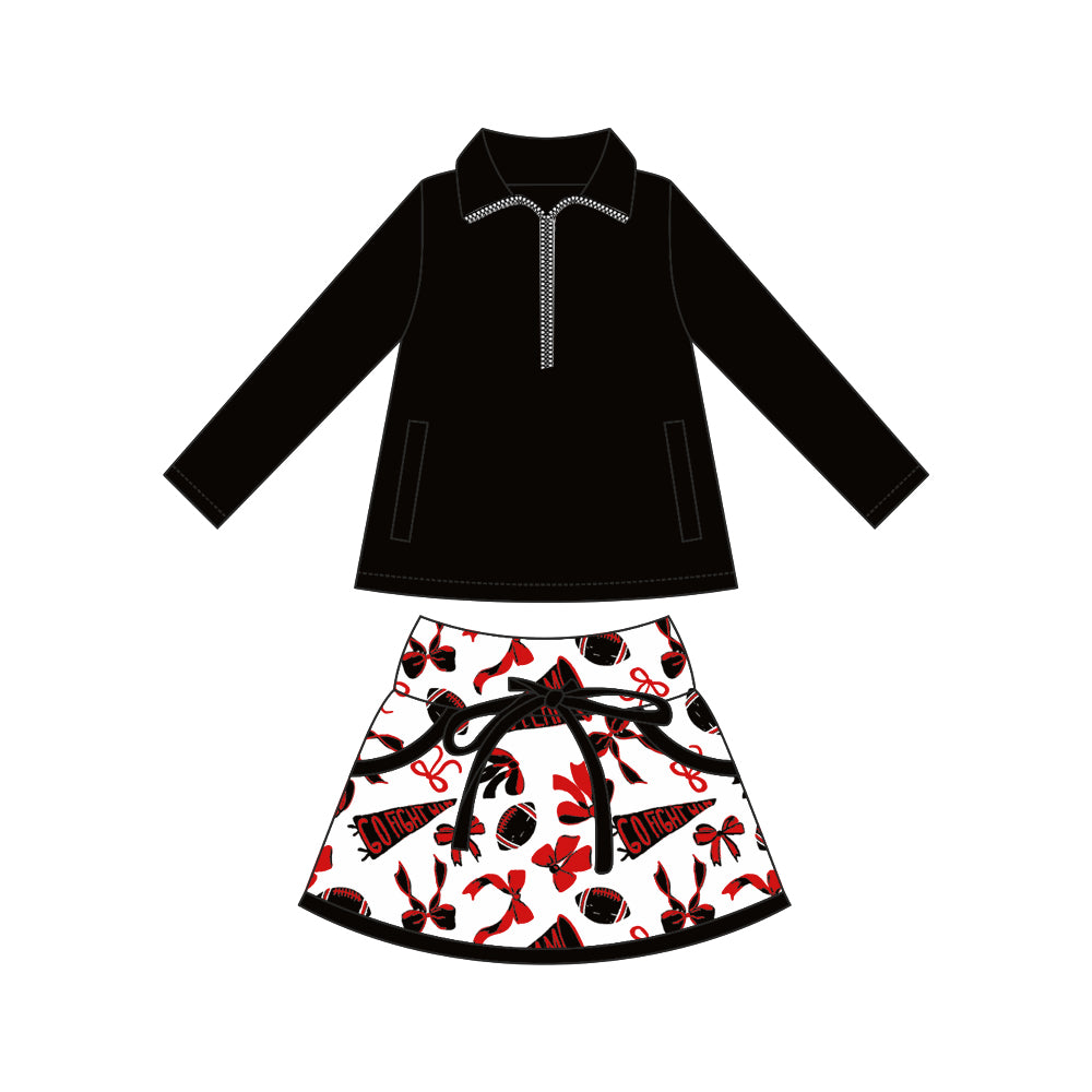 wholesale kids clothes custom black team active wear design skirt matching outfit