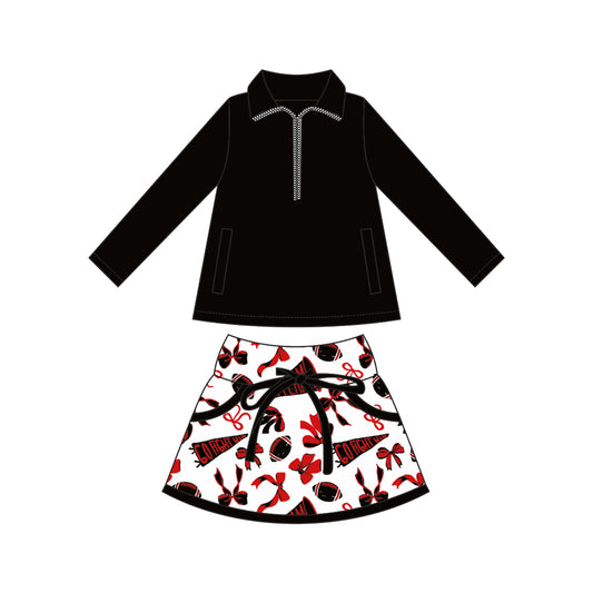 wholesale kids clothes custom black team active wear design skirt matching outfit