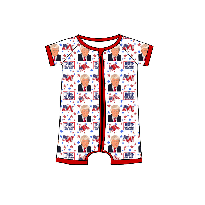 newborn baby kids short sleeve bamboo zip romper