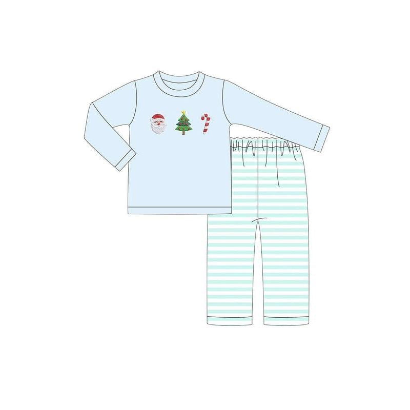 Toddle baby boy Christmas santa tree candy cane long sleeve outfit