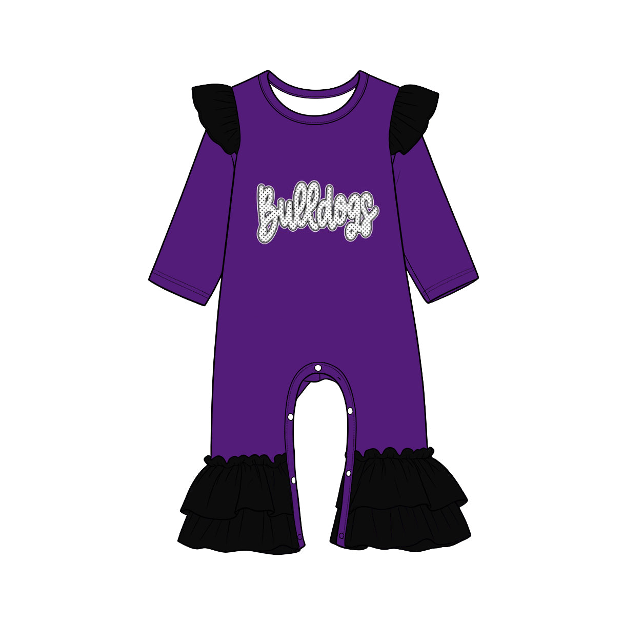 Toddle baby girl long sleeve custom bulldog design romper