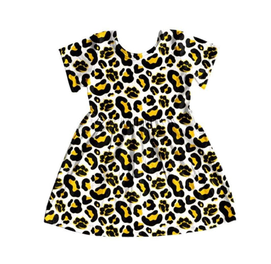 baby girl  colleague team cheetah short sleeve dress