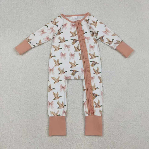 USA SHOP Toddle baby girl duck bow design long sleeve romper