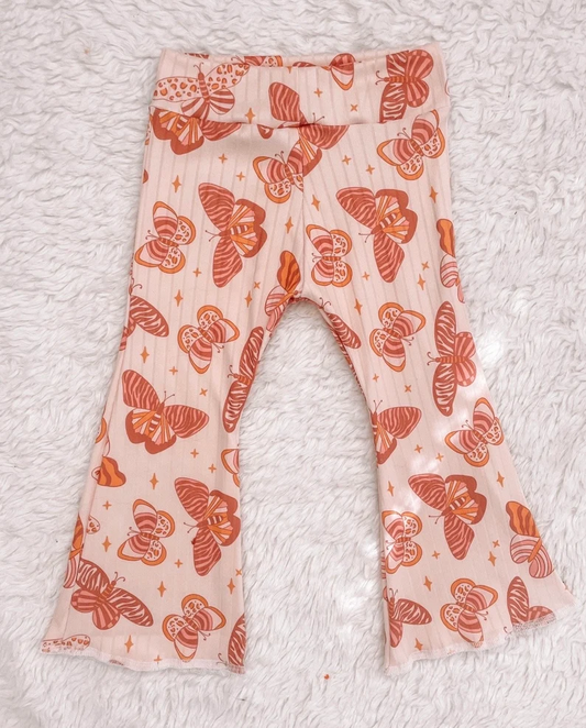 wholesale baby girls butterfly print milk silk bell bottoms