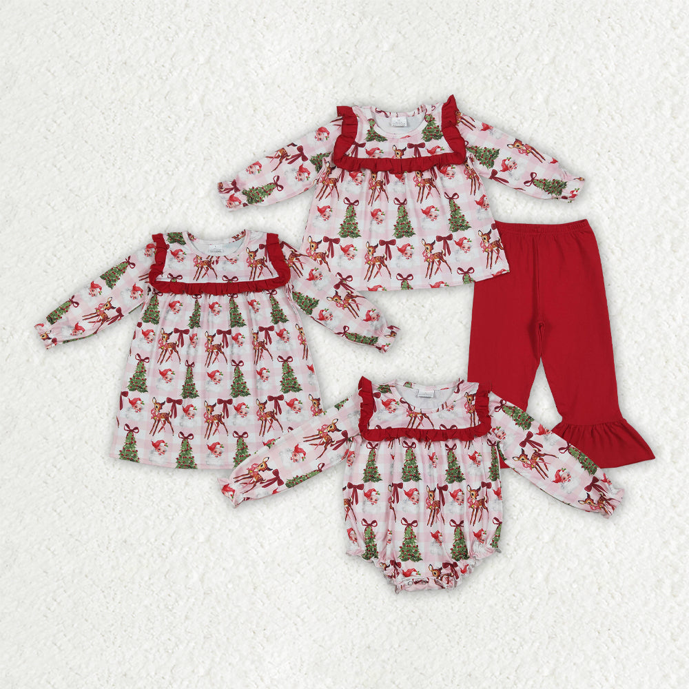 Baby girls Christmas santa claus tree tunic top matching pants clothes