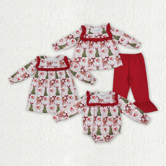 Baby girls Christmas santa claus tree tunic top matching pants clothes