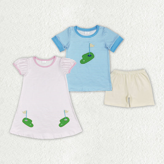 sister brother stripes golf sports sibling set