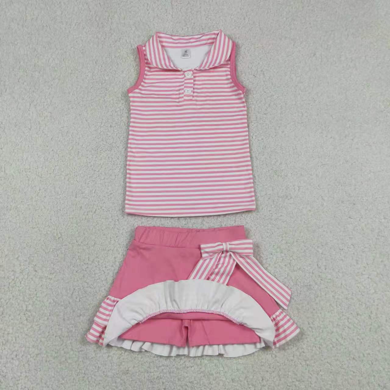 Blue stripes top matching skirt toddle baby girls yoga outfit