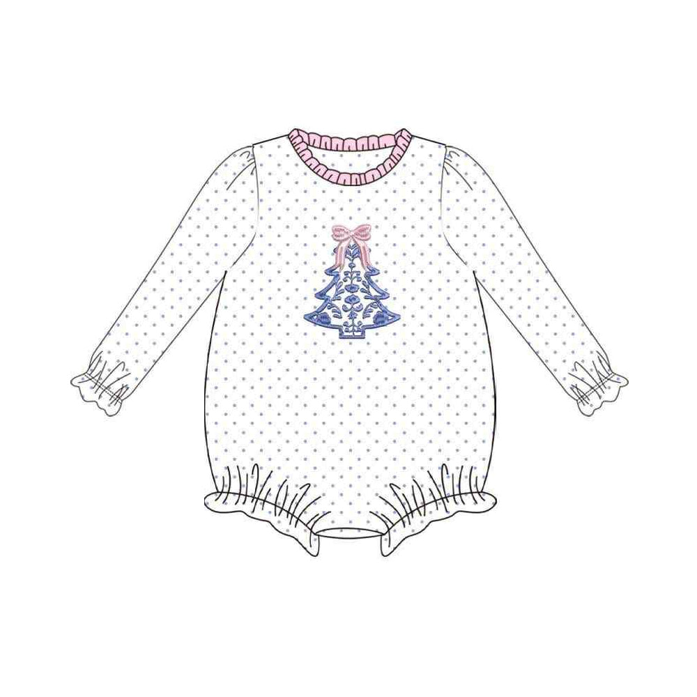 Christmas tree design kids long sleeve fall winter romper