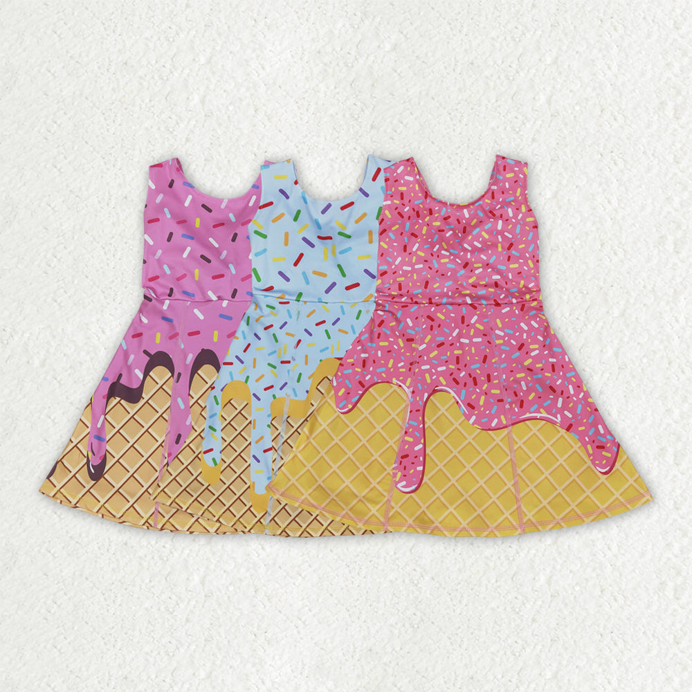 Baby girls dark pink color active wear athletic summer yoga skirt dress