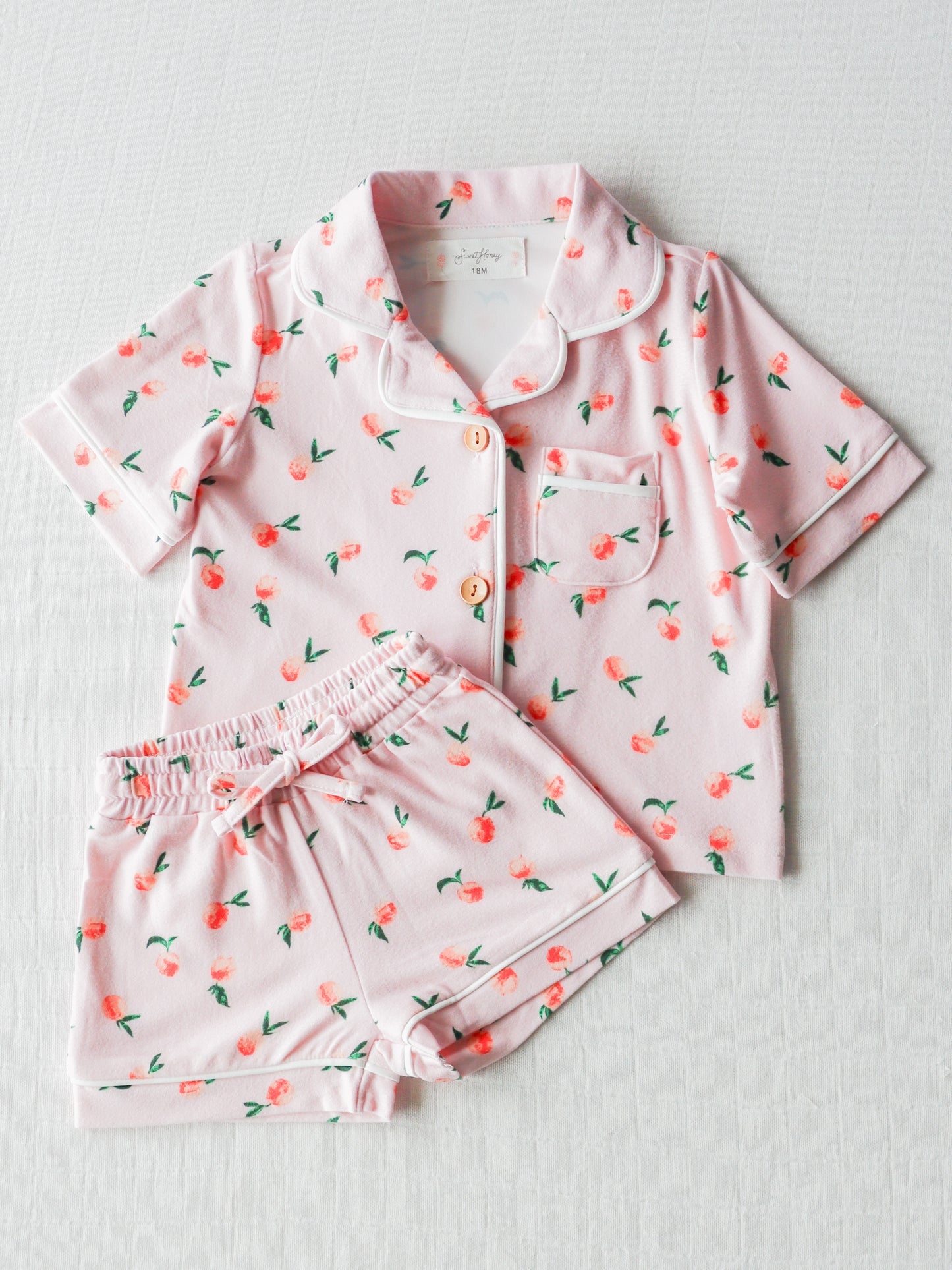 baby girl short sleeve peach pajama set