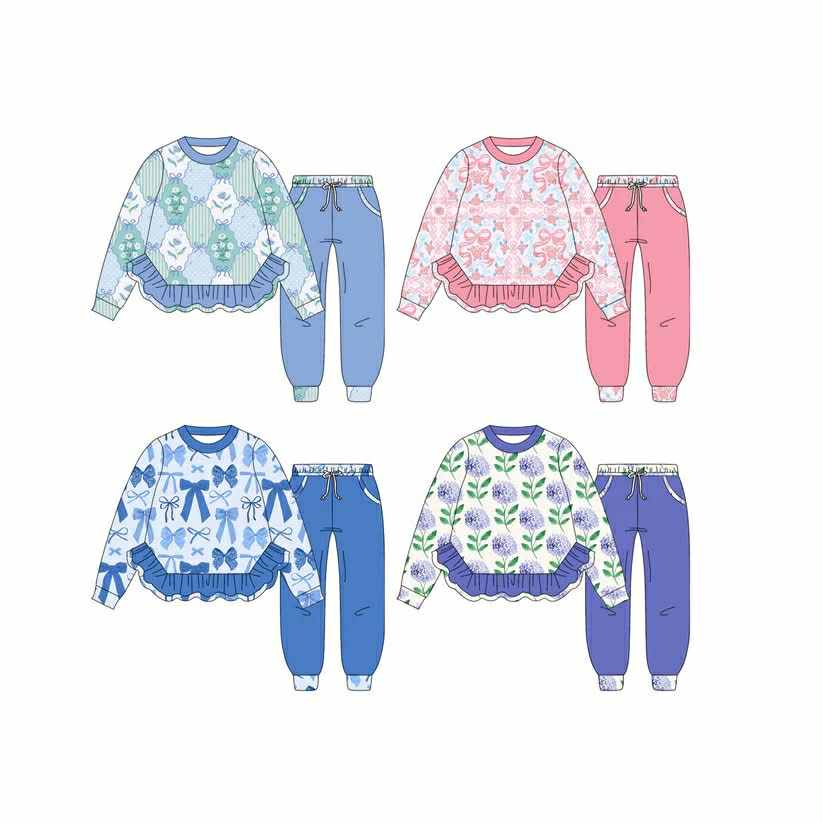 Toddle kids floral top matching pants outfit wholesale baby clothes