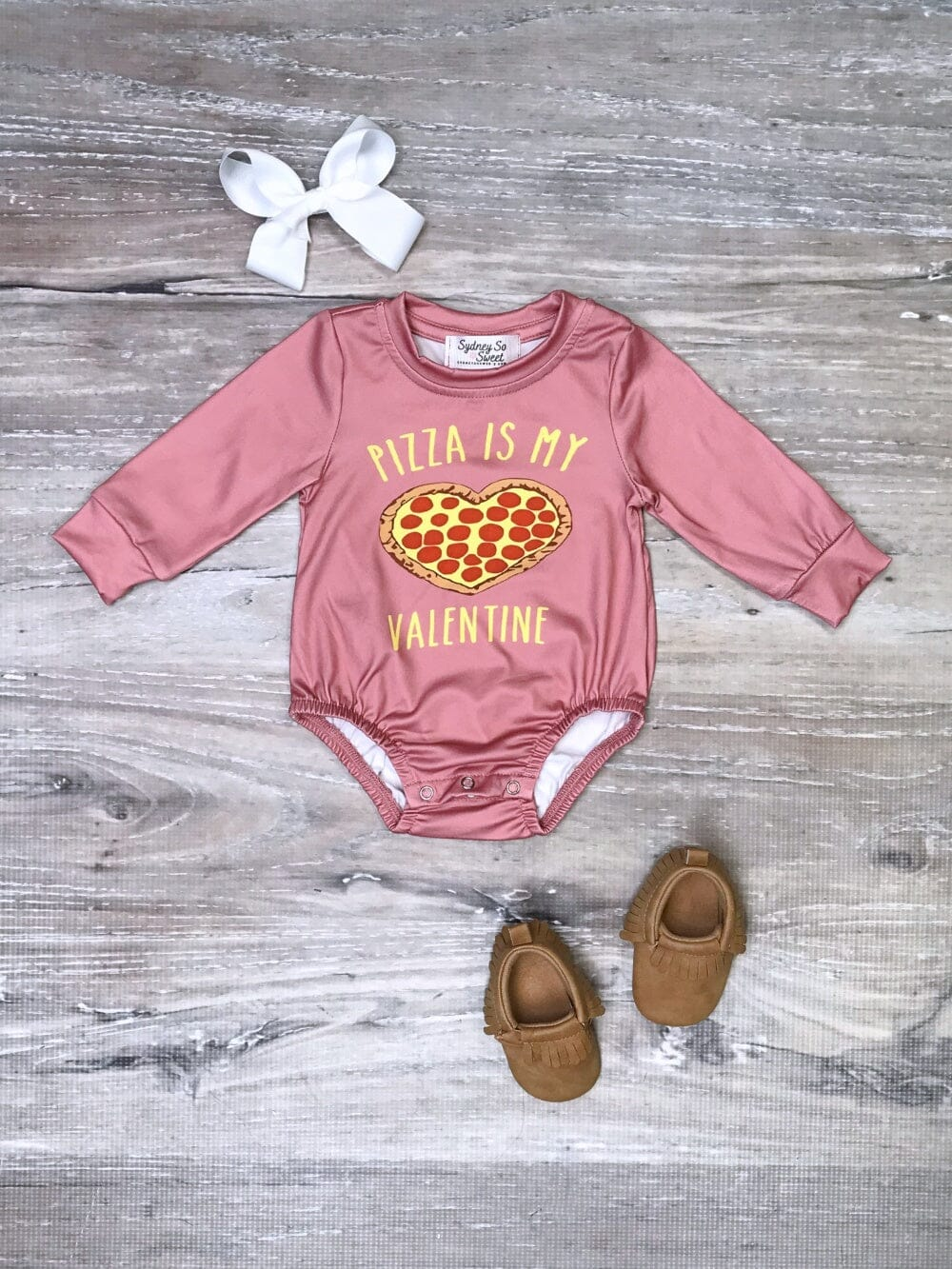 pizza if my valentines day baby girl romper